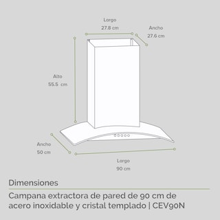 Foto 3 | Campana Extractora de Pared Avera CEV90N color Negro 90 cm