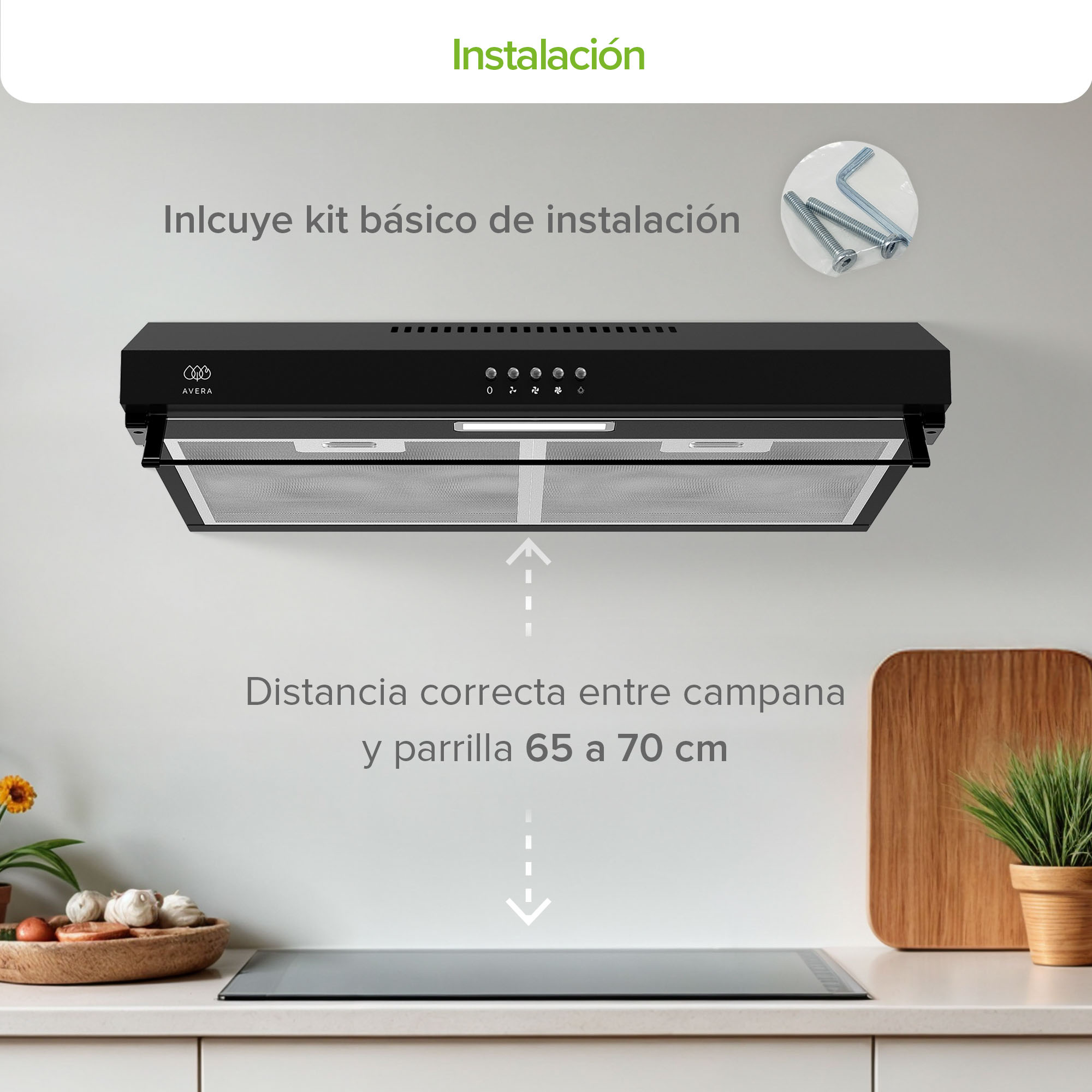 Foto 8 pulgar | Campana Extractora de Pared Avera Cea60n Negra 60 cm