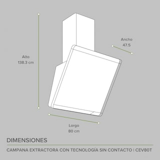 Foto 3 | Campana De Pared 80 CM Avera Touchless Cev80t - Color Negro