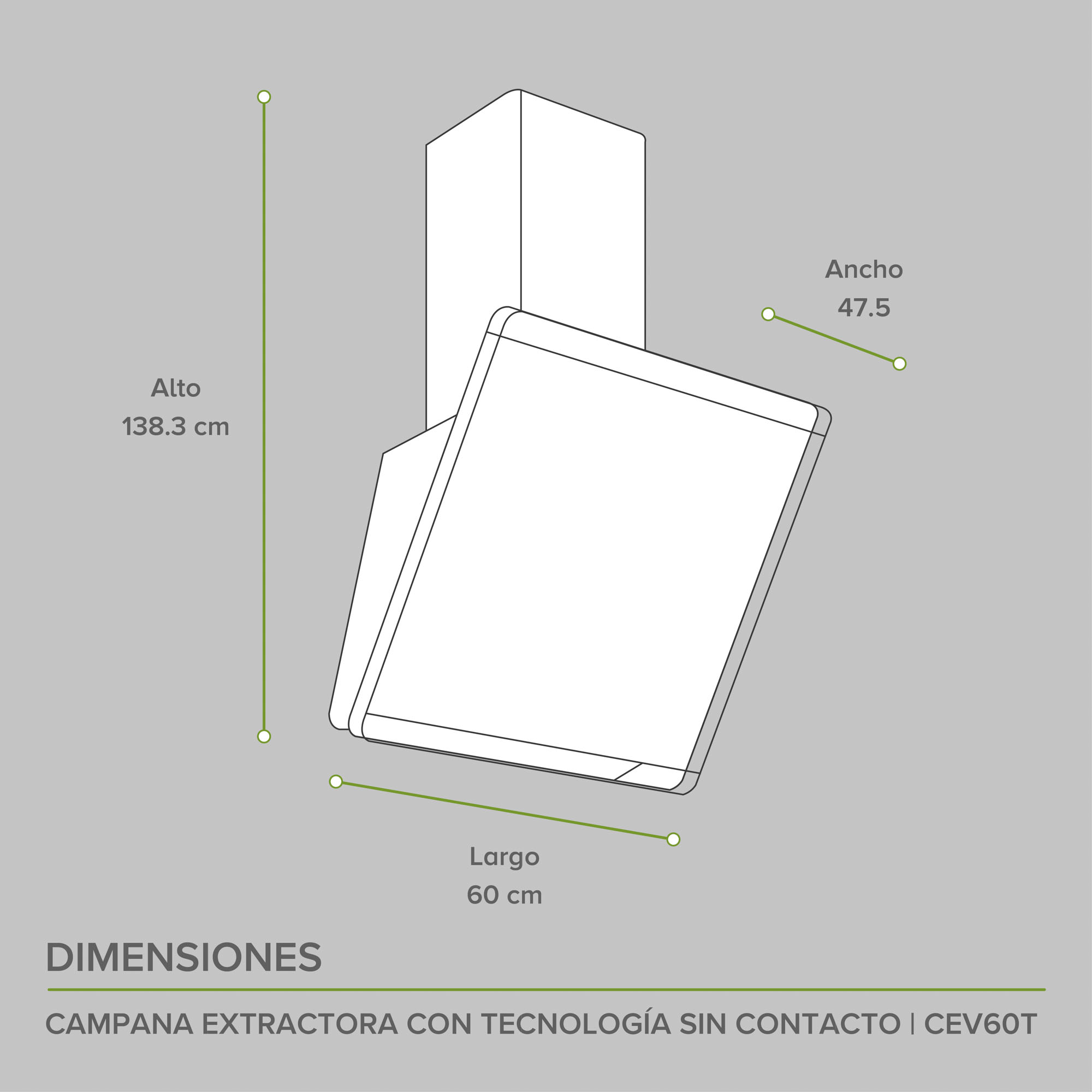 Foto 4 pulgar | Campana De Pared 60 CM Avera Touchless Cev60t - Color Negro