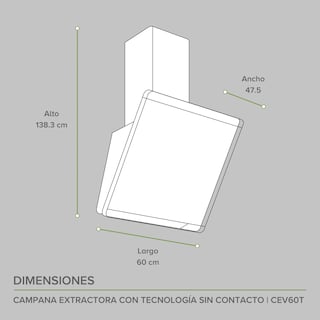 Foto 3 | Campana De Pared 60 CM Avera Touchless Cev60t - Color Negro