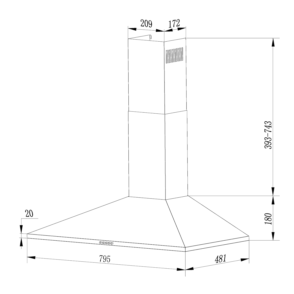 Foto 4 | Campana Pared Ihd Ch Tulum 80 Cm (31'') Purificadora Acero Inoxidable Piramidal