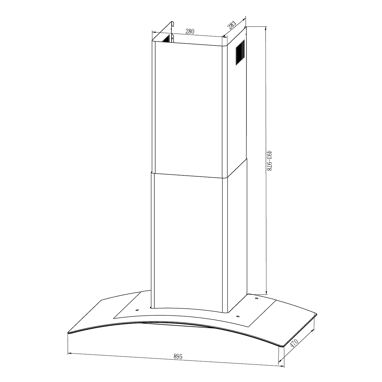 Foto 5 pulgar | Campana Pared Ihd Ch Milan 90 Cm (36'') Purificadora Acero Inox Y Cristal