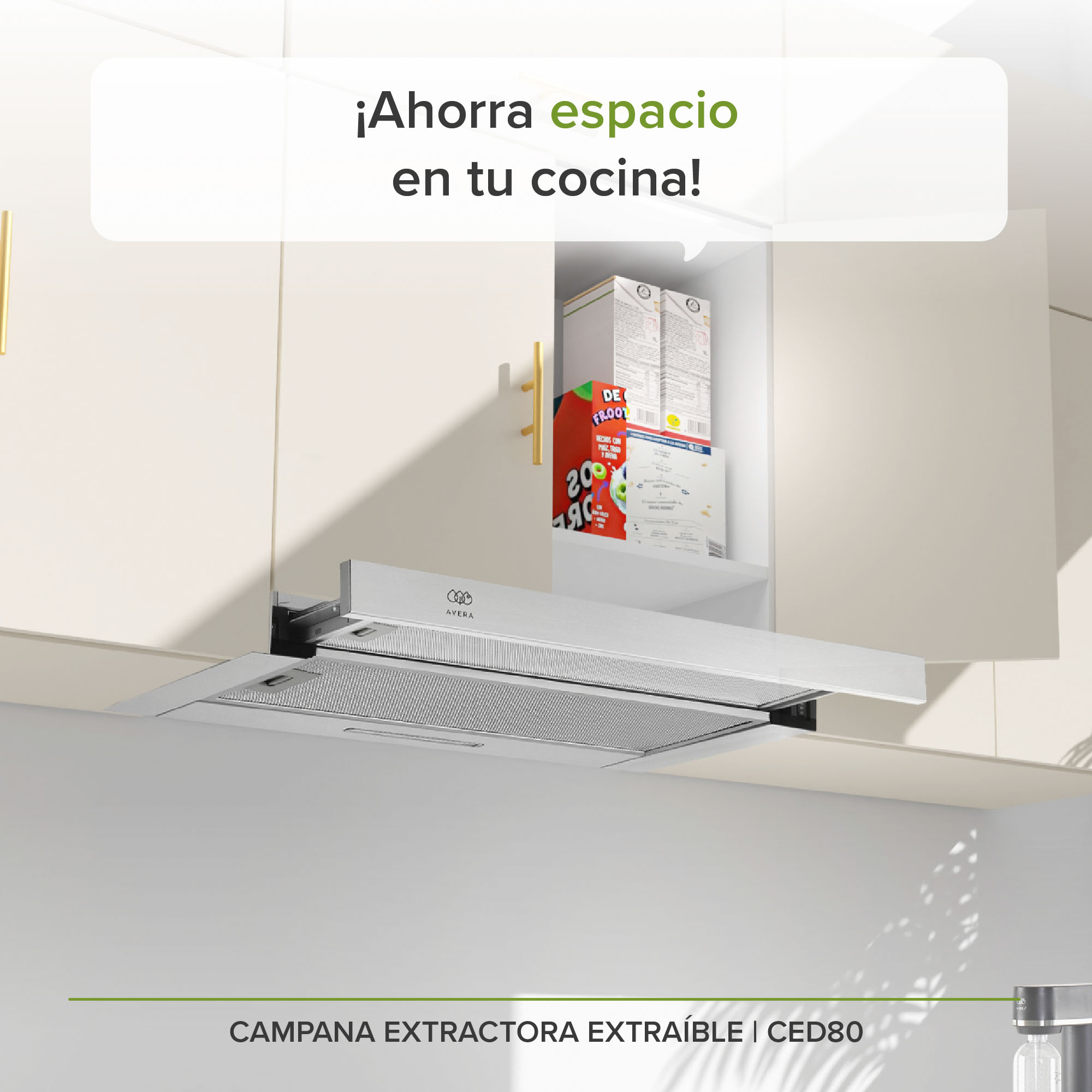 Foto 2 | Campana Extractora Deslizable Avera CED80 color Plata