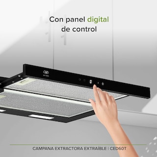 Foto 8 | Campana Extractora Deslizable 60 Cm Oculta Avera Ced60t - Color Negro