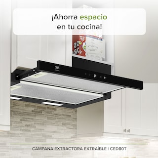 Foto 2 | Campana Extractora Deslizable 80 Cm Oculta Avera Ced80t - Color Negro