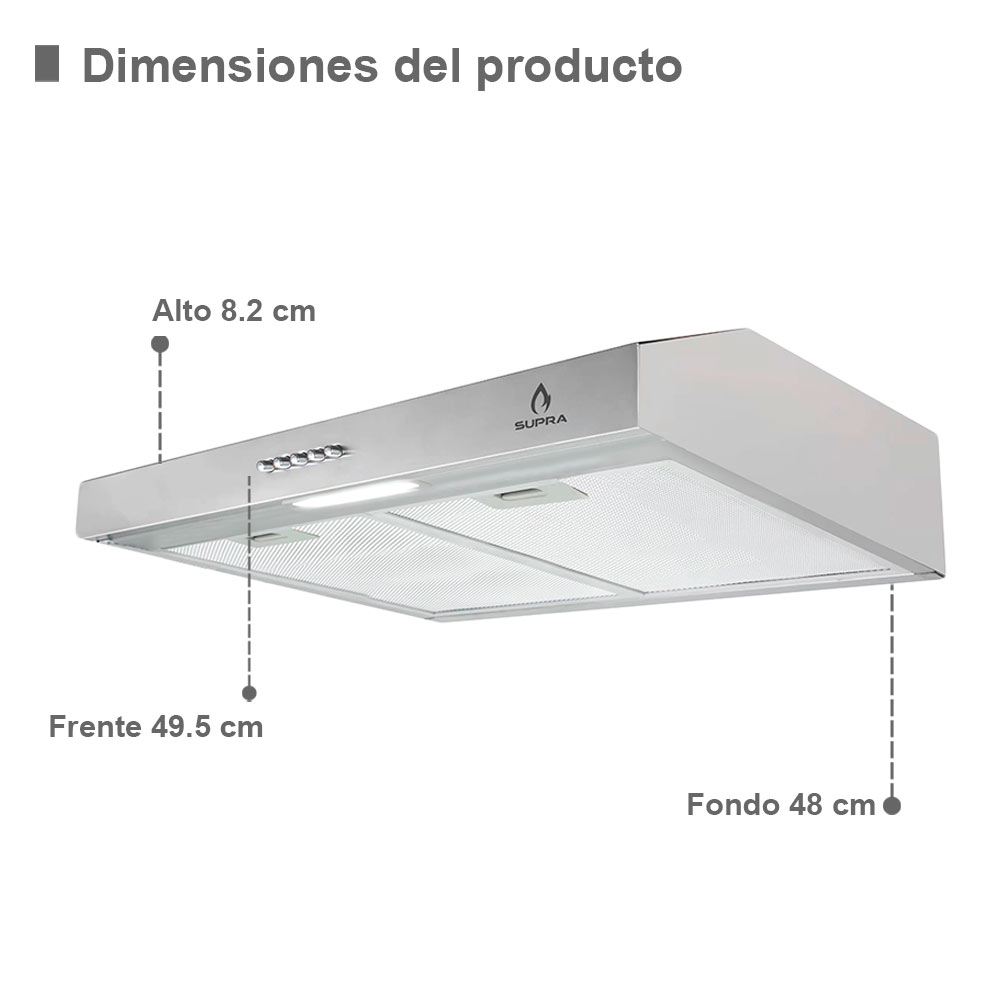 Foto 5 | Campana Extractora Cielo Empotrable De 50cm Slim En Acero Inoxidable