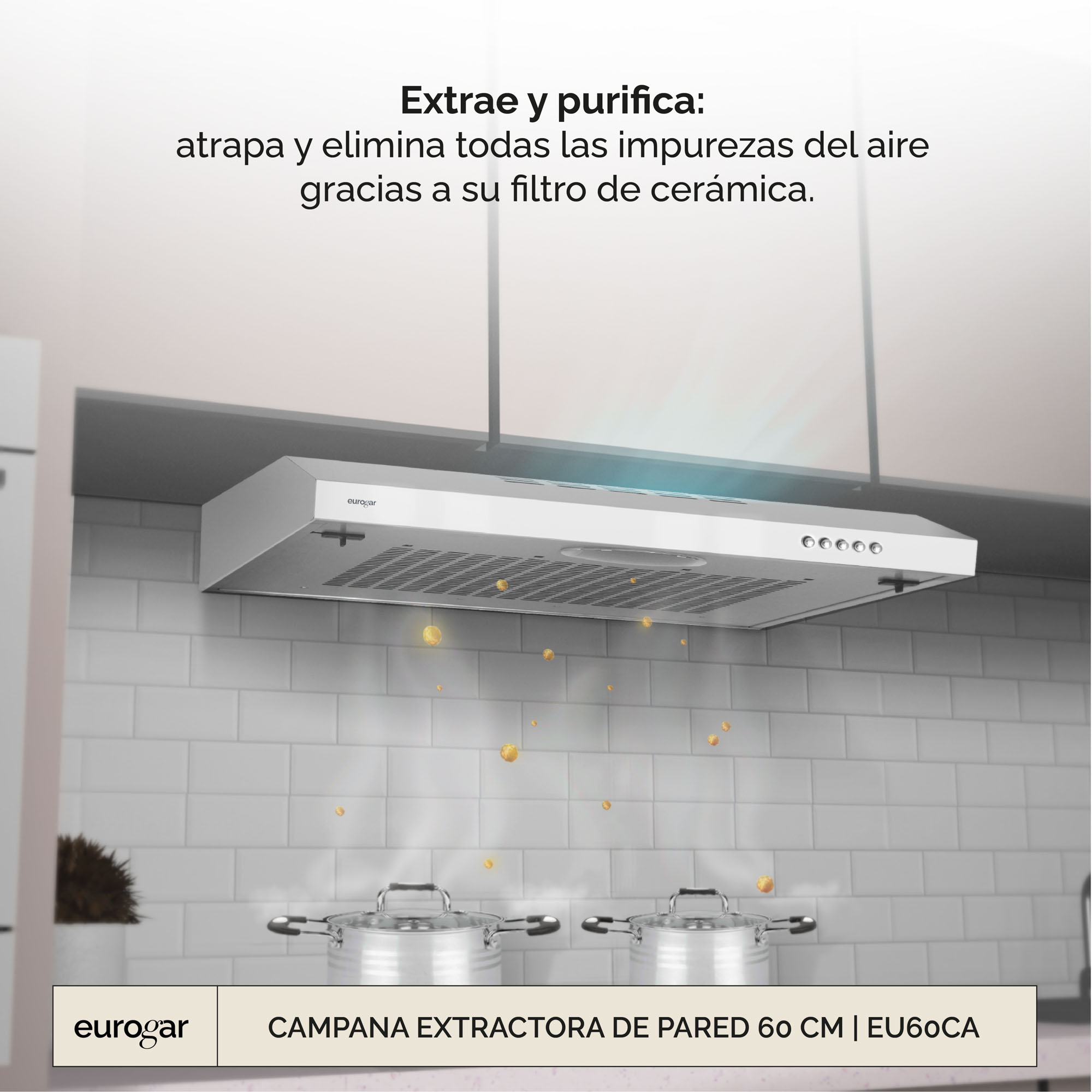 Foto 4 | Campana Extractora para Pared Eurogar EU60CA Plateada 60 cm