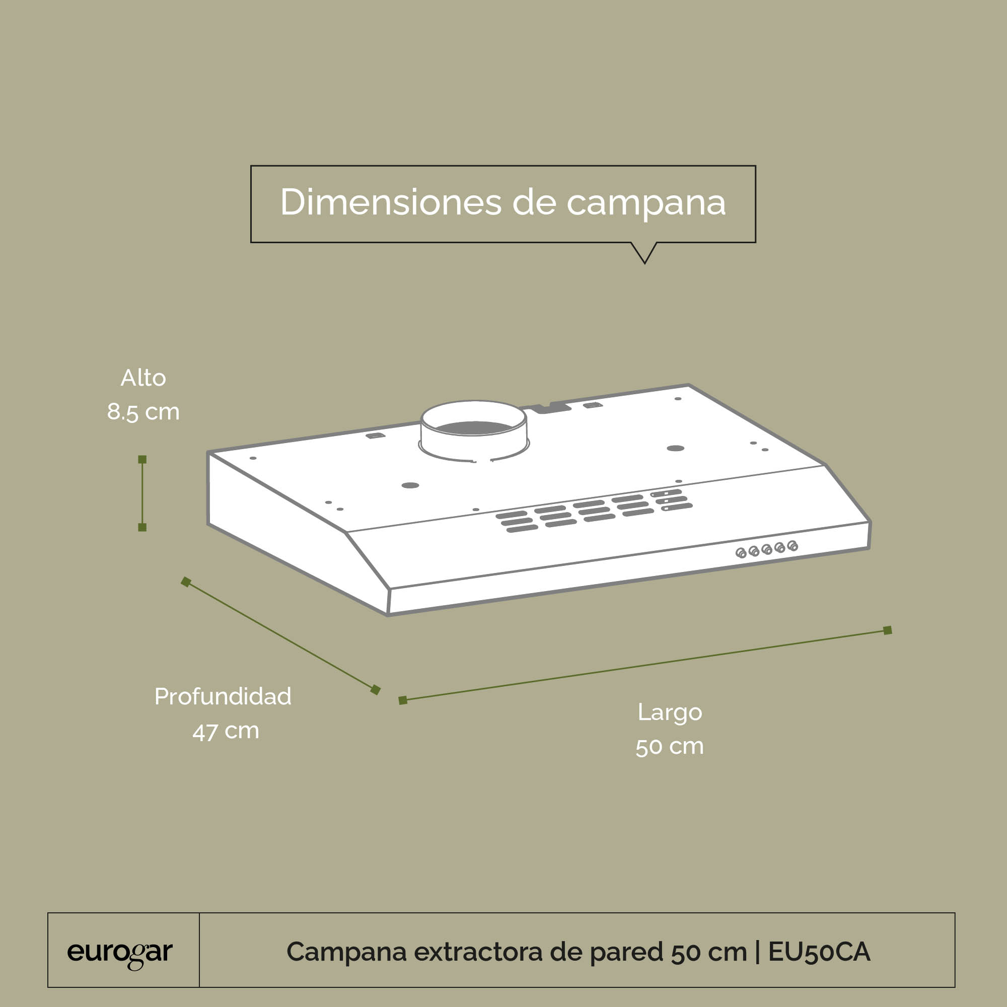 Foto 5 pulgar | Campana Extractora Para Pared Eurogar Eu50ca