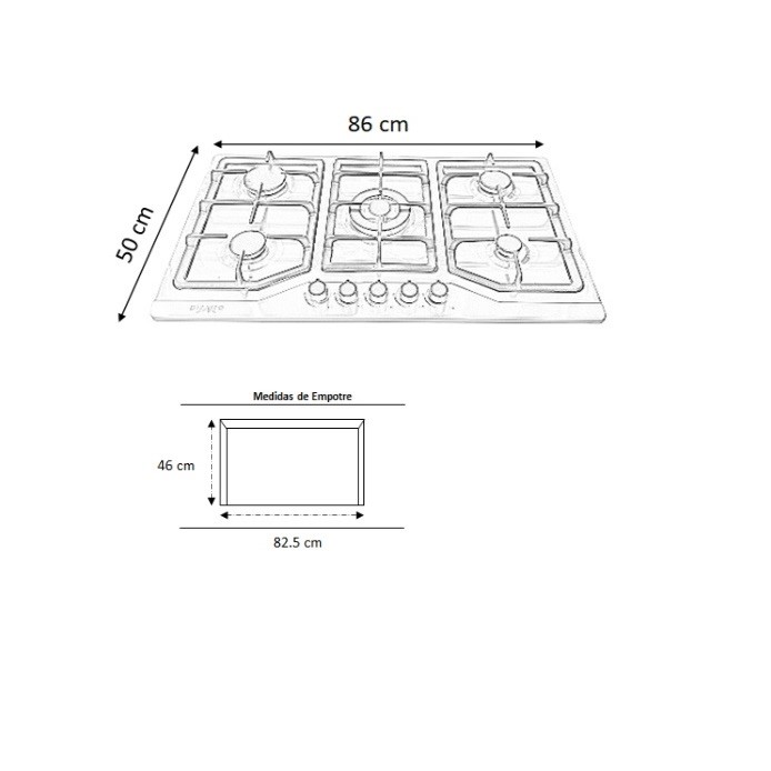 Foto 5 | Campana Purificadora Cheff Gold de Pared y Parrilla de Seguridad 5 Quemadores en Acero Inoxidable 90 cm