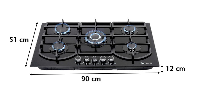 Foto 5 | Combo Campana Purificadora Y Parrilla De 5 Quemadores En Cristal Negro 90 Cm