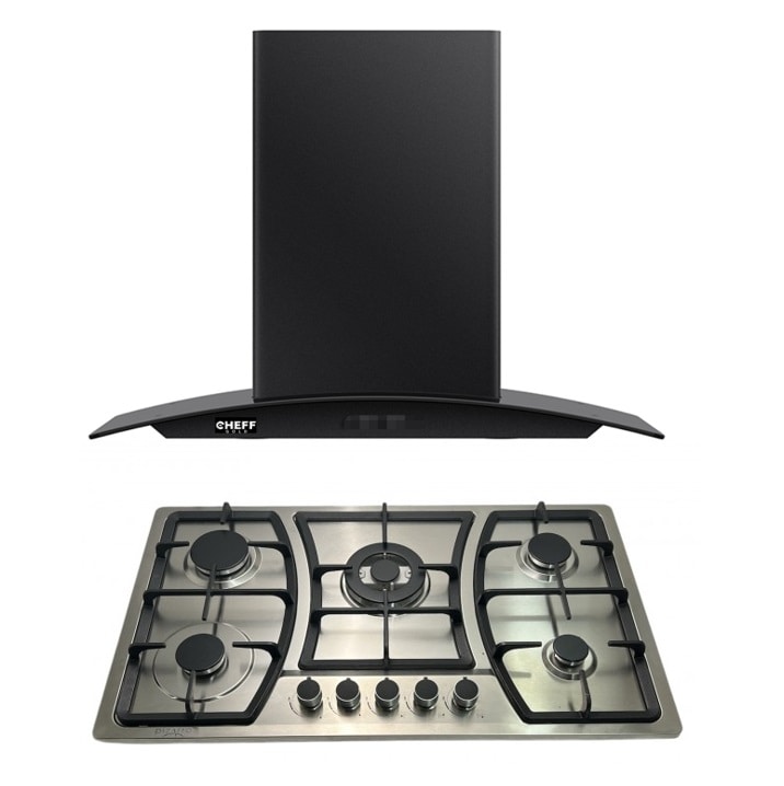 Campana Purificadora de Pared y Parrilla de Seguridad Cheff Gold 5 Quemadores en Acero Inoxidable 90 cm $10,999