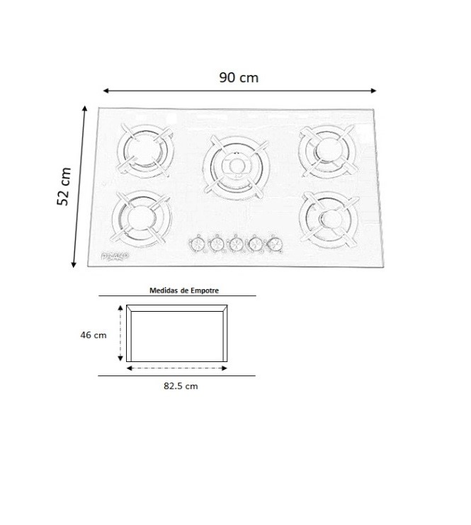 Foto 6 pulgar | Combo Cheff Gold Campana Purificadora de Pared y Parrilla 5 Quemadores en Cristal Negro 90 cm