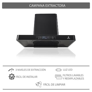 Foto 7 | Campana Supra Legacy Extractora para Pared 90 cm Negra