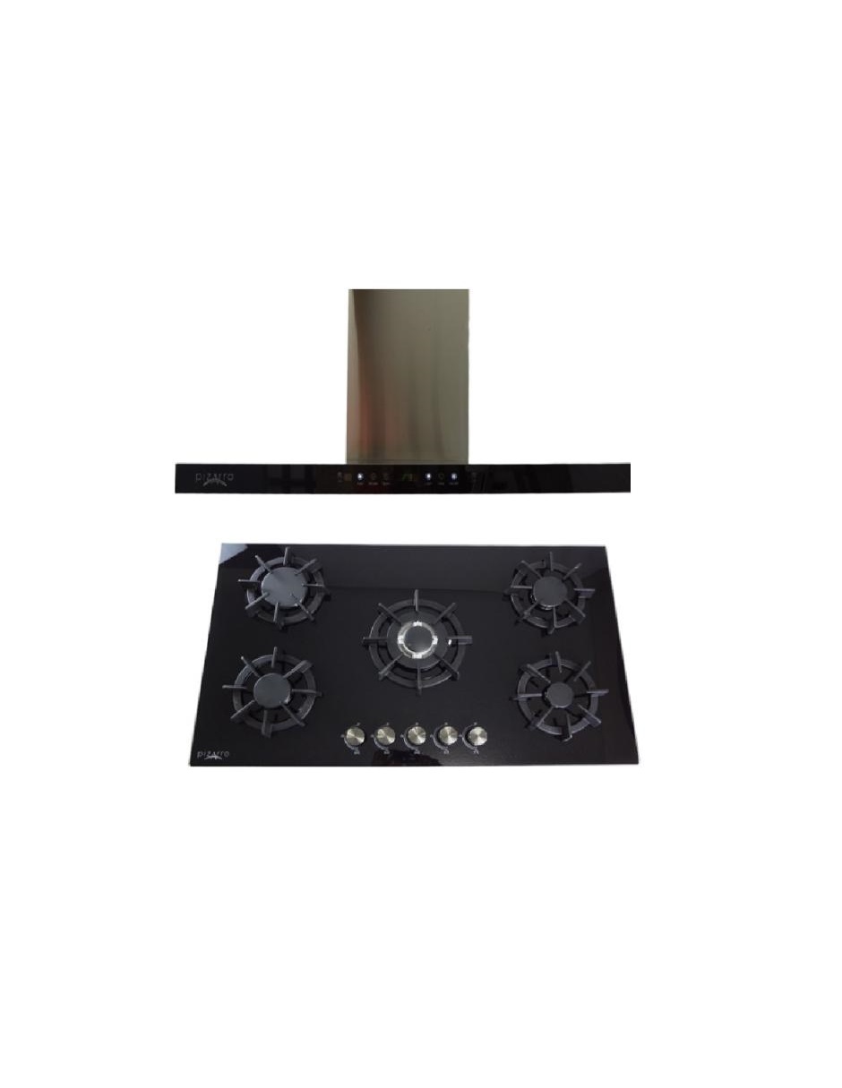 Kit Campana Y Parrilla De 90 Cm En Cristal Templado Negro