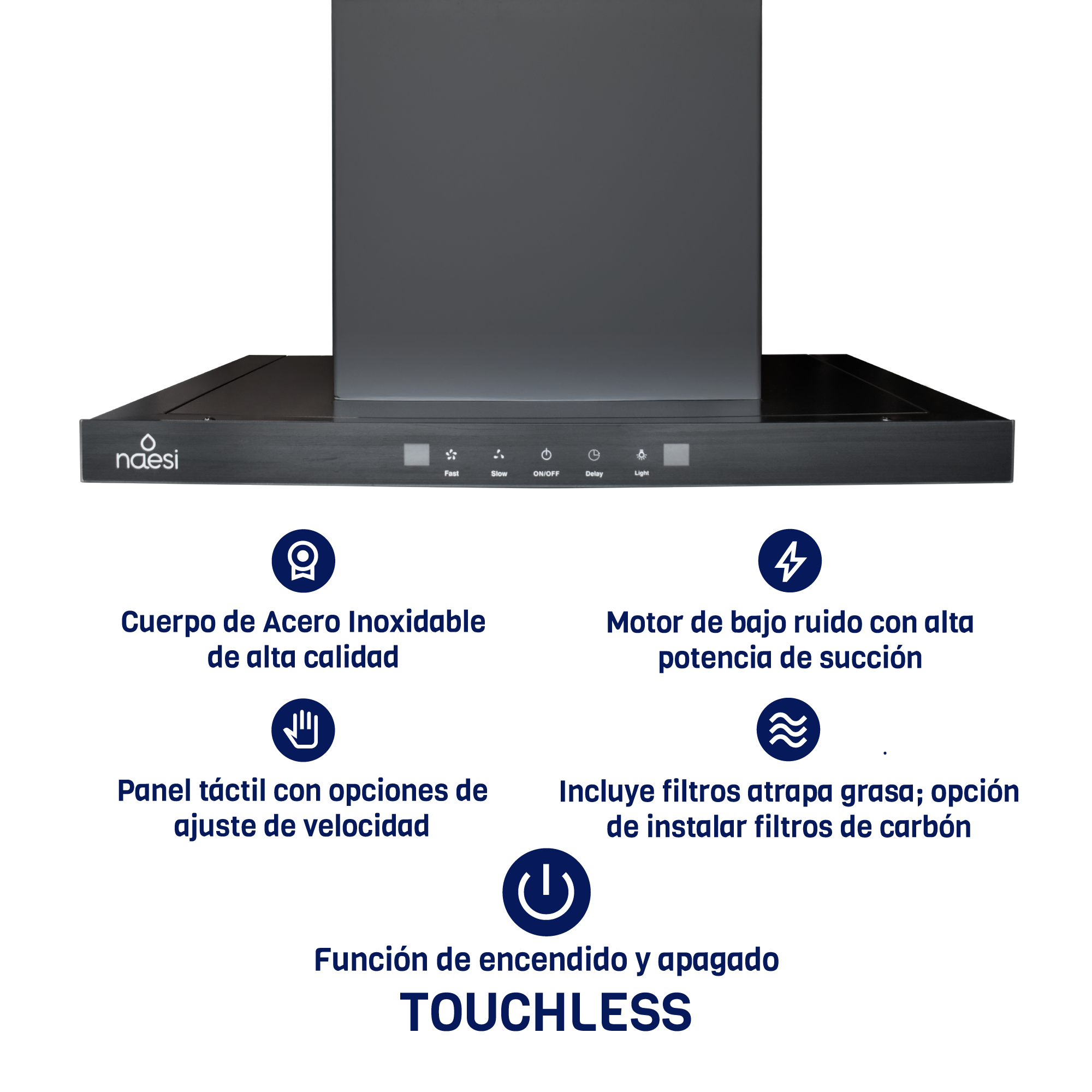 Foto 6 | Campana De Cocina Extractora 75 Cm Para Pared Naesi An512 Negro