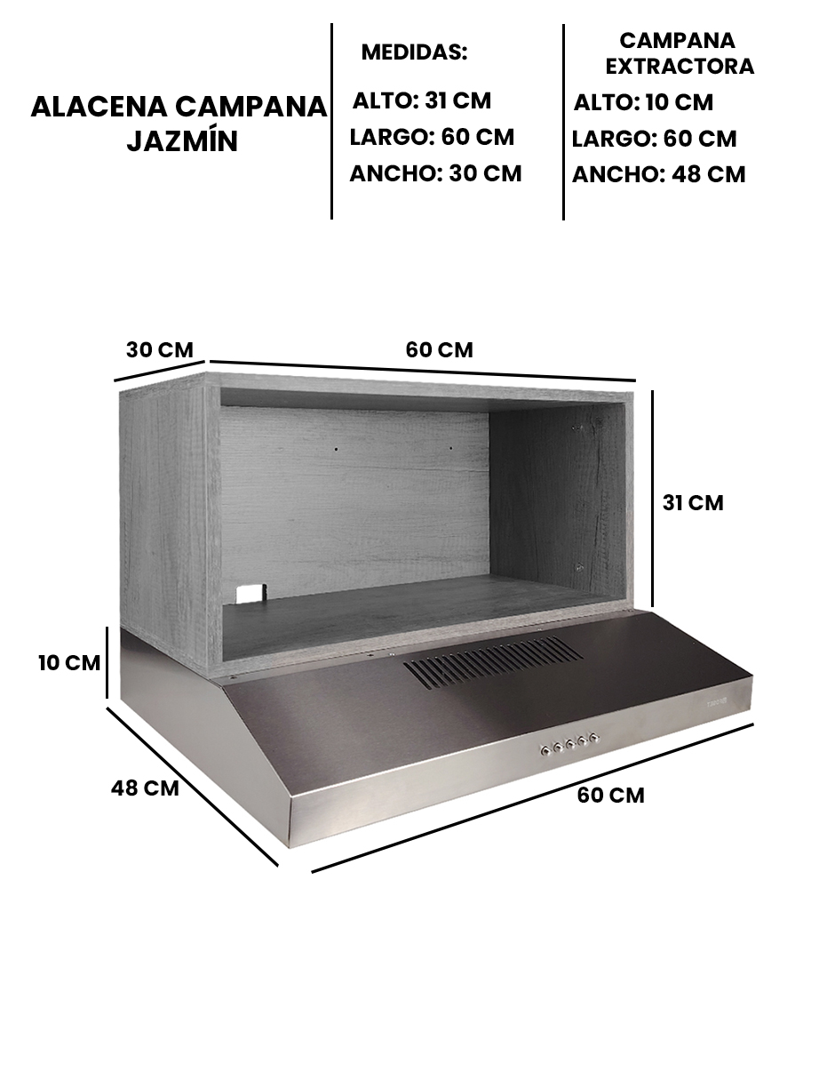 Foto 8 | Campana Extractora para Cocina Decomobil con Alacena