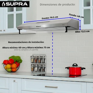 Foto 2 | Campana Extractora De Pared 80 Cm De Acero Inoxidable Modl Nube A-80
