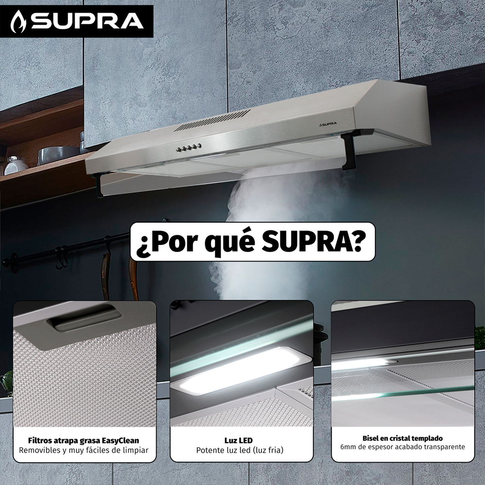 Foto 4 pulgar | Campana Extractora De Pared 80 Cm De Acero Inoxidable Modl Nube A-80