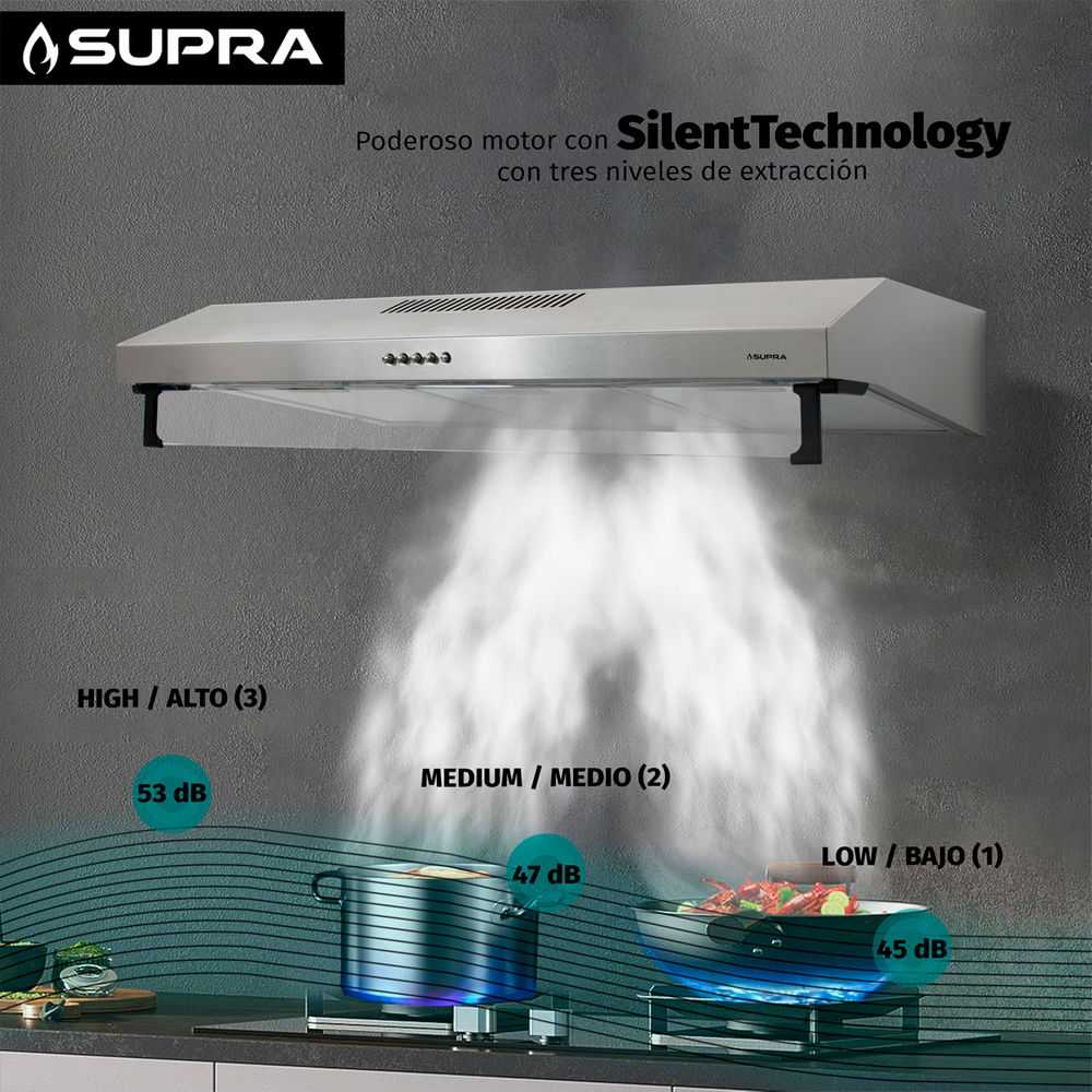 Foto 6 pulgar | Campana Extractora De Pared 80 Cm De Acero Inoxidable Modl Nube A-80