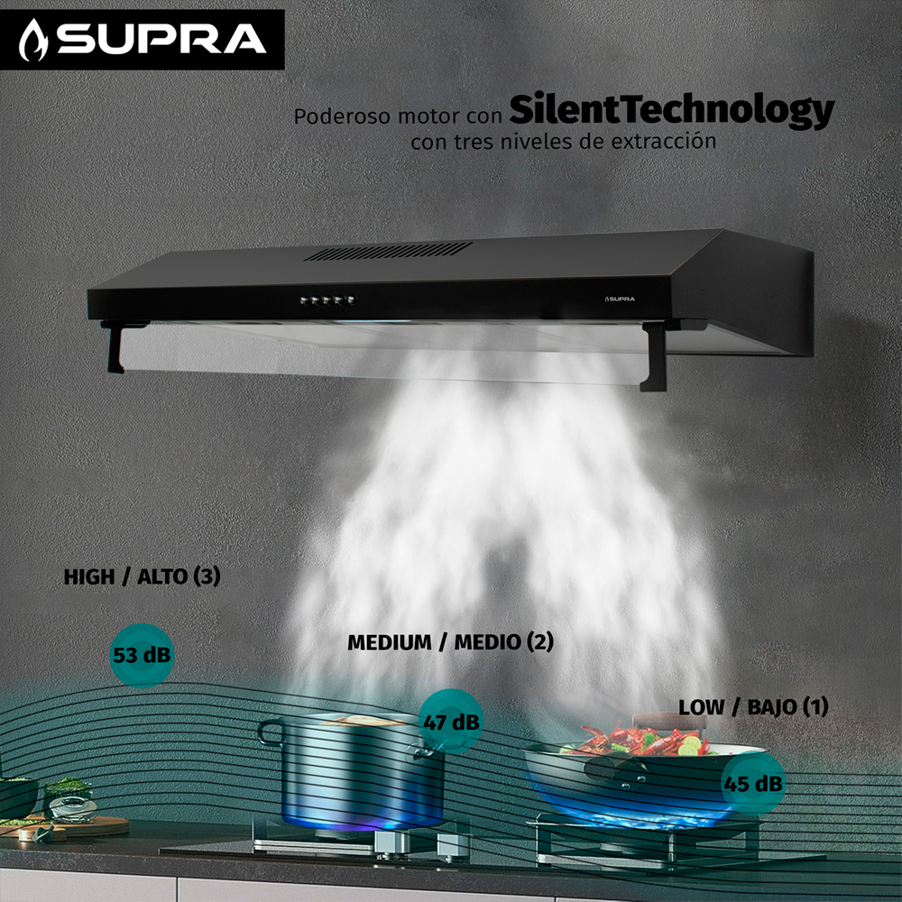Foto 5 | Campana Extractora De Pared 80 Cm Acero Negro