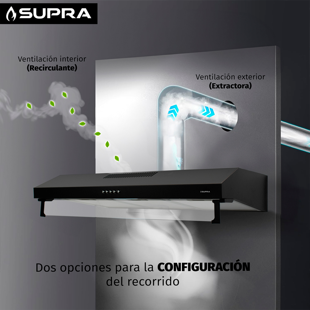 Foto 7 pulgar | Campana Extractora De Pared 80 Cm Acero Negro