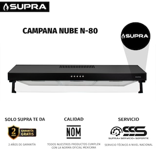 Foto 7 | Campana Extractora De Pared 80 Cm Acero Negro