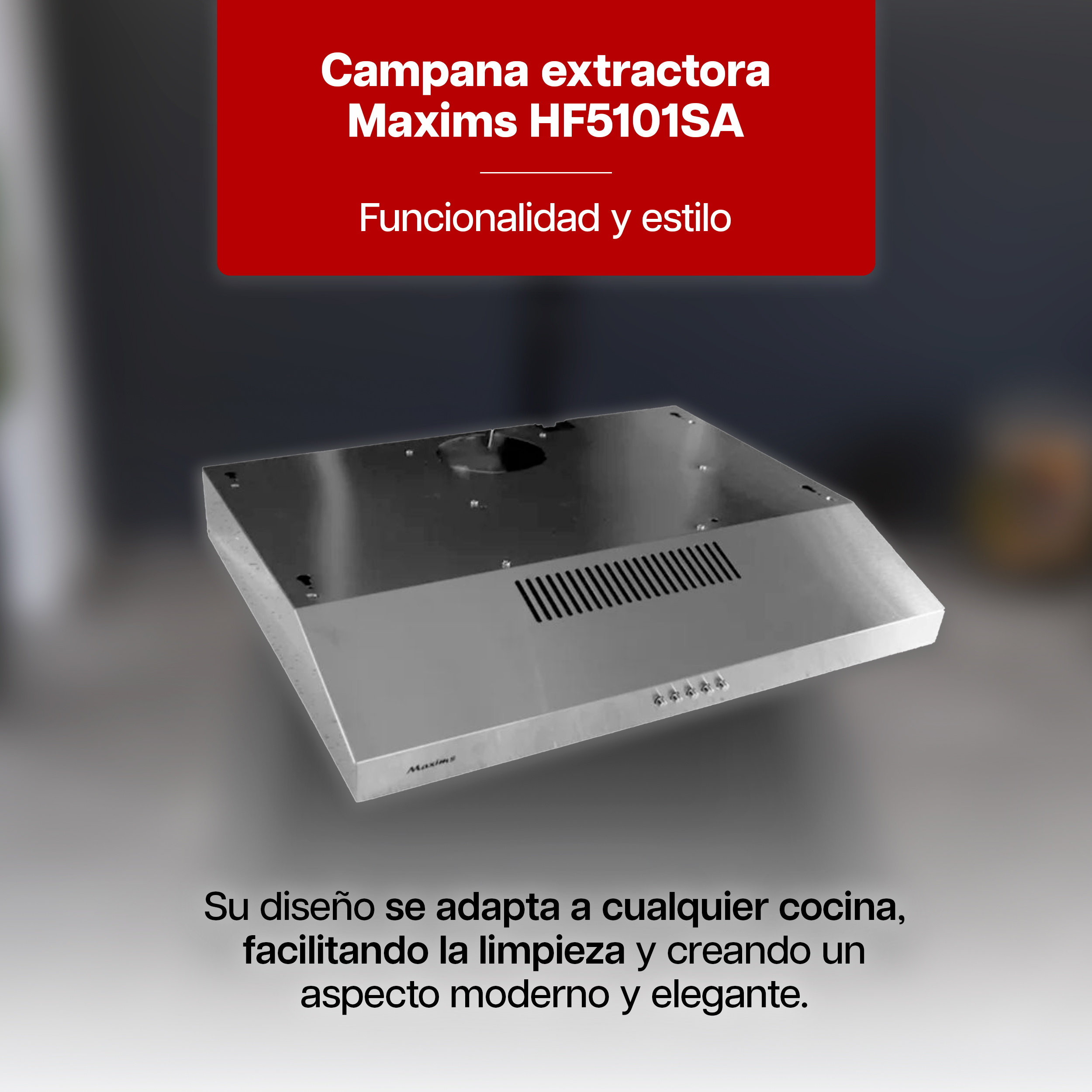 Foto 2 | Campana Extractora Maxims Hf5101sa Inoxidable 50cm