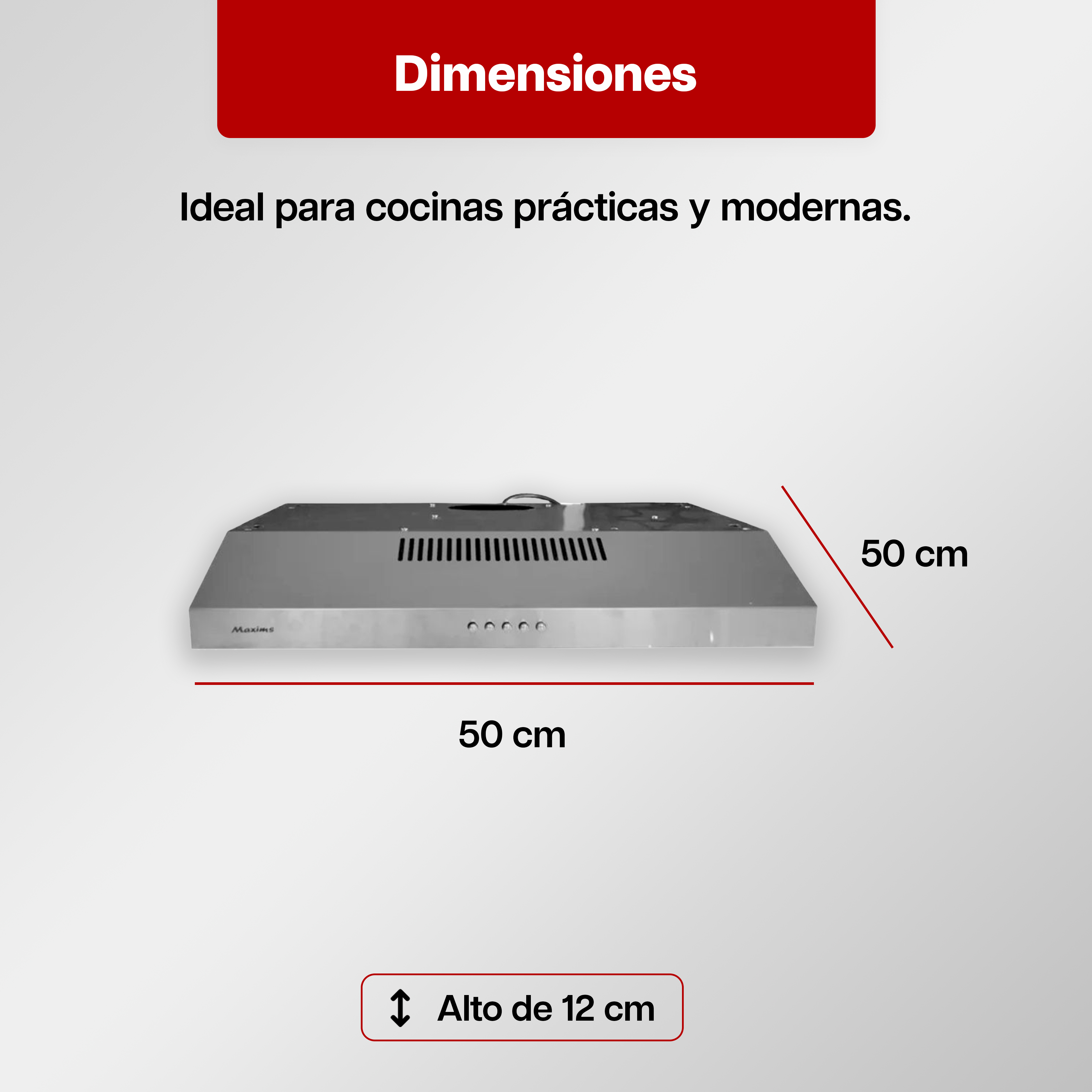 Foto 3 | Campana Extractora Maxims Hf5101sa Inoxidable 50cm