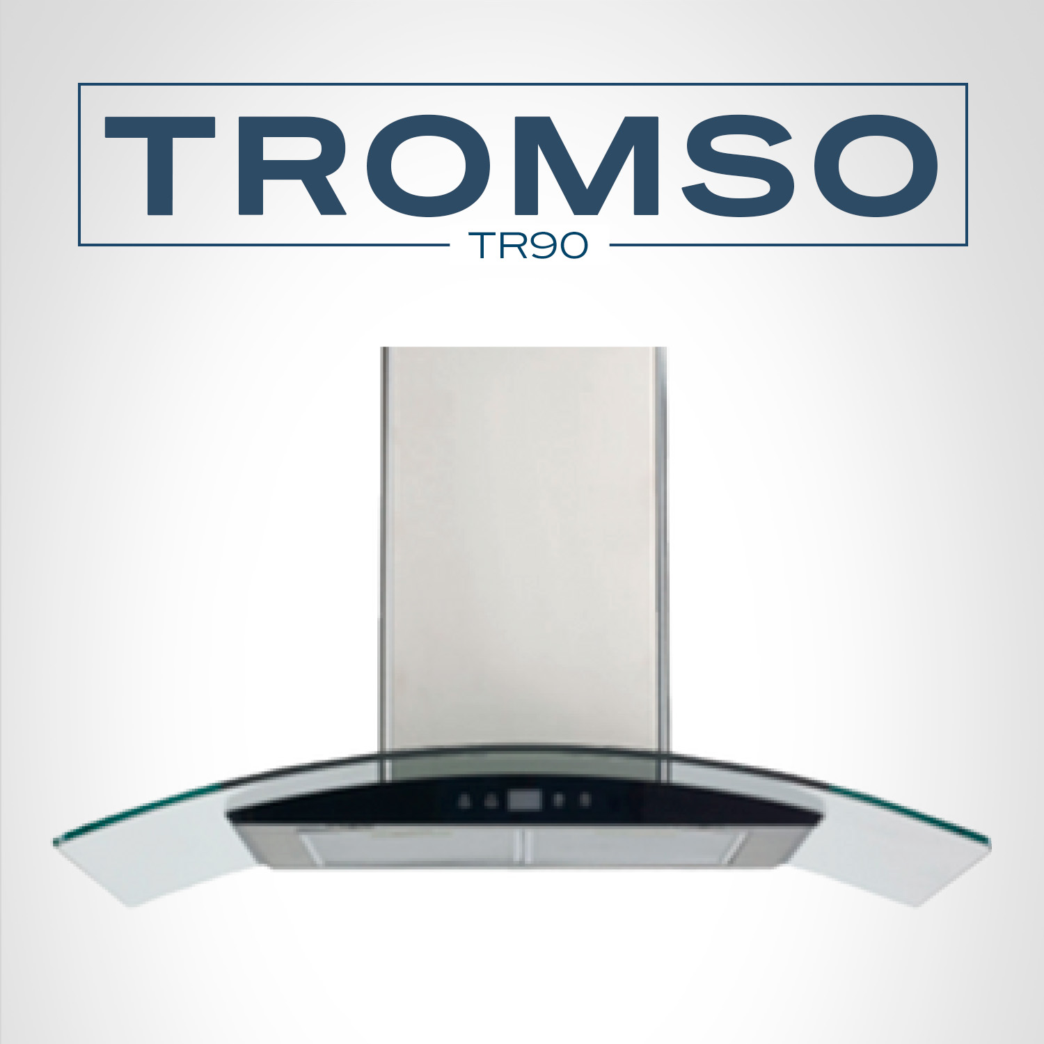 Fline | Campana De Cocina 90 Cm | De Pared | Controles Touch|cristal Curvo Y  Acero Inoxidable | 3  Velocidades | Tro