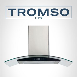 Foto 1 | Fline | Campana De Cocina 90 Cm | De Pared | Controles Touch|cristal Curvo Y Acero Inoxidable | 3 Velocidades | Tro