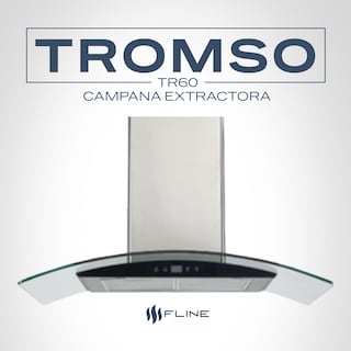 Foto 1 | Fline Campana De Cocina 60 Cm De Pared Controles Touch Cristal Curvo Y Acero Inoxidable 3 Velocidades Tromso 60