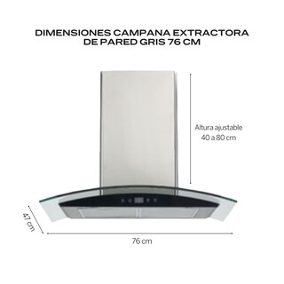 Foto 3 | Fline Combo Parrilla De Gas Y Campana Acero Inoxidable 76 Cm 4 Quemadores Cristal Curvo Controles Touch MA5TR76