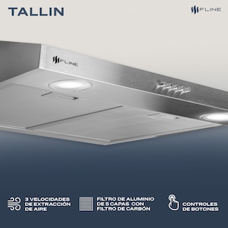 Foto 3 | Campana Extractora De Cocina Slim Acero Inoxidable 60 Cm | Bajo Gabiente | Tallin 60| Fline