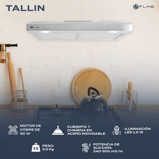 Foto 4 | Campana Extractora De Cocina Slim Acero Inoxidable 60 Cm | Bajo Gabiente | Tallin 60| Fline