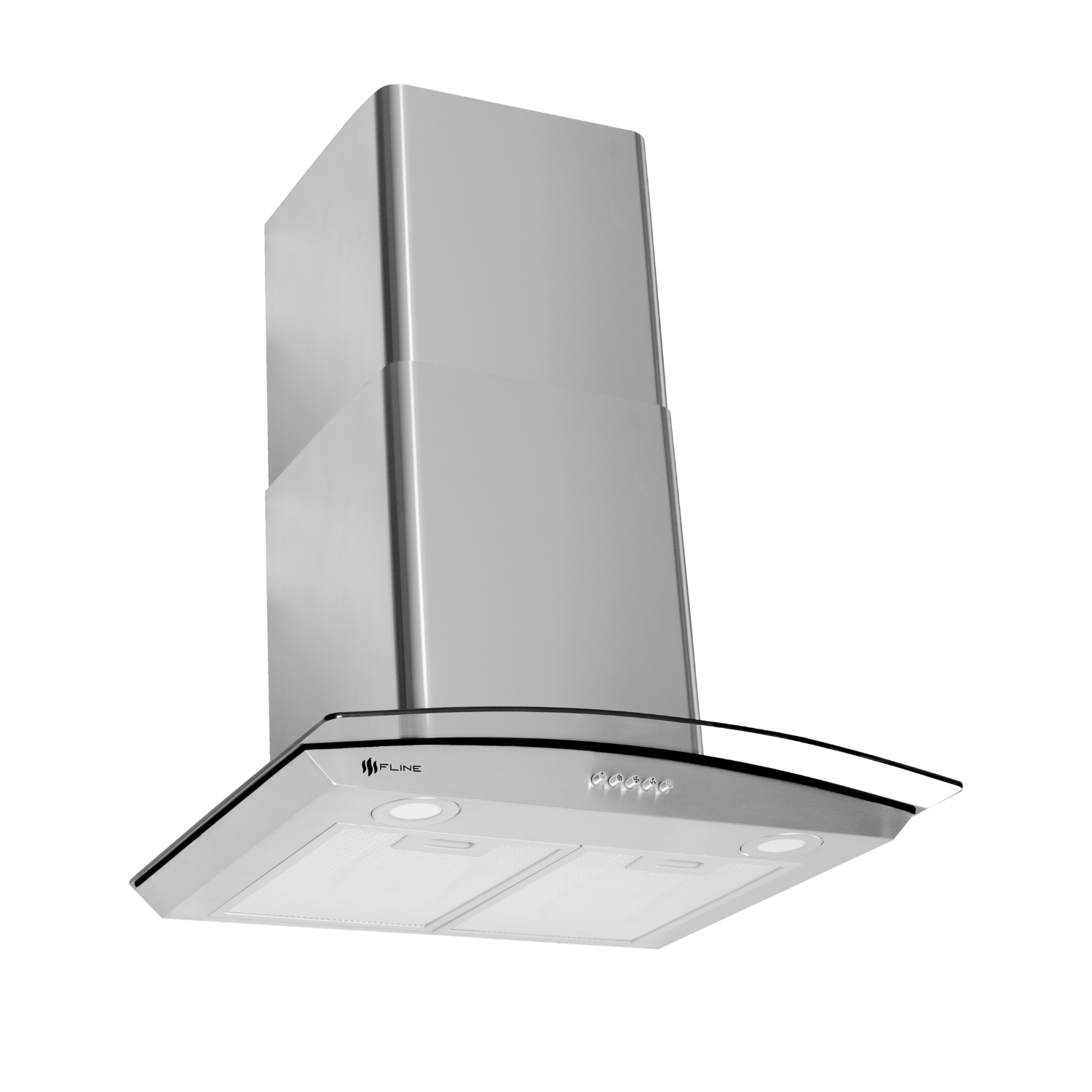 Campana Extractora De Cocina 60 Cm De Pared Vidrio Curvo Acero Inoxidable  3 Velocidades Y Control De Boton Berna 60 F