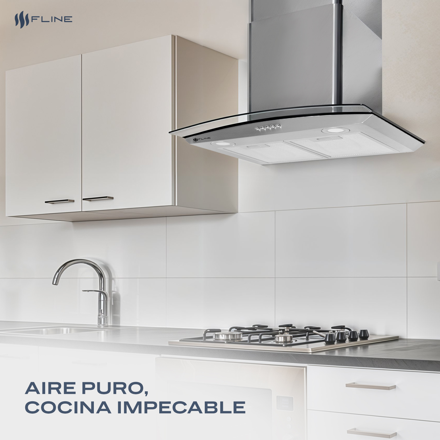 Foto 6 pulgar | Campana Extractora De Cocina 60 Cm De Pared Vidrio Curvo Acero Inoxidable  3 Velocidades Y Control De Boton Berna 60 F