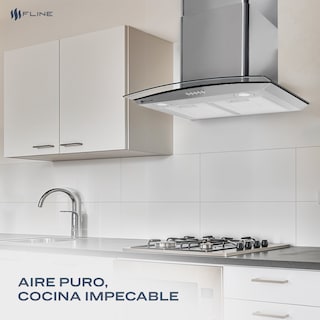 Foto 5 | Campana Extractora De Cocina 60 Cm De Pared Vidrio Curvo Acero Inoxidable 3 Velocidades Y Control De Boton Berna 60 F