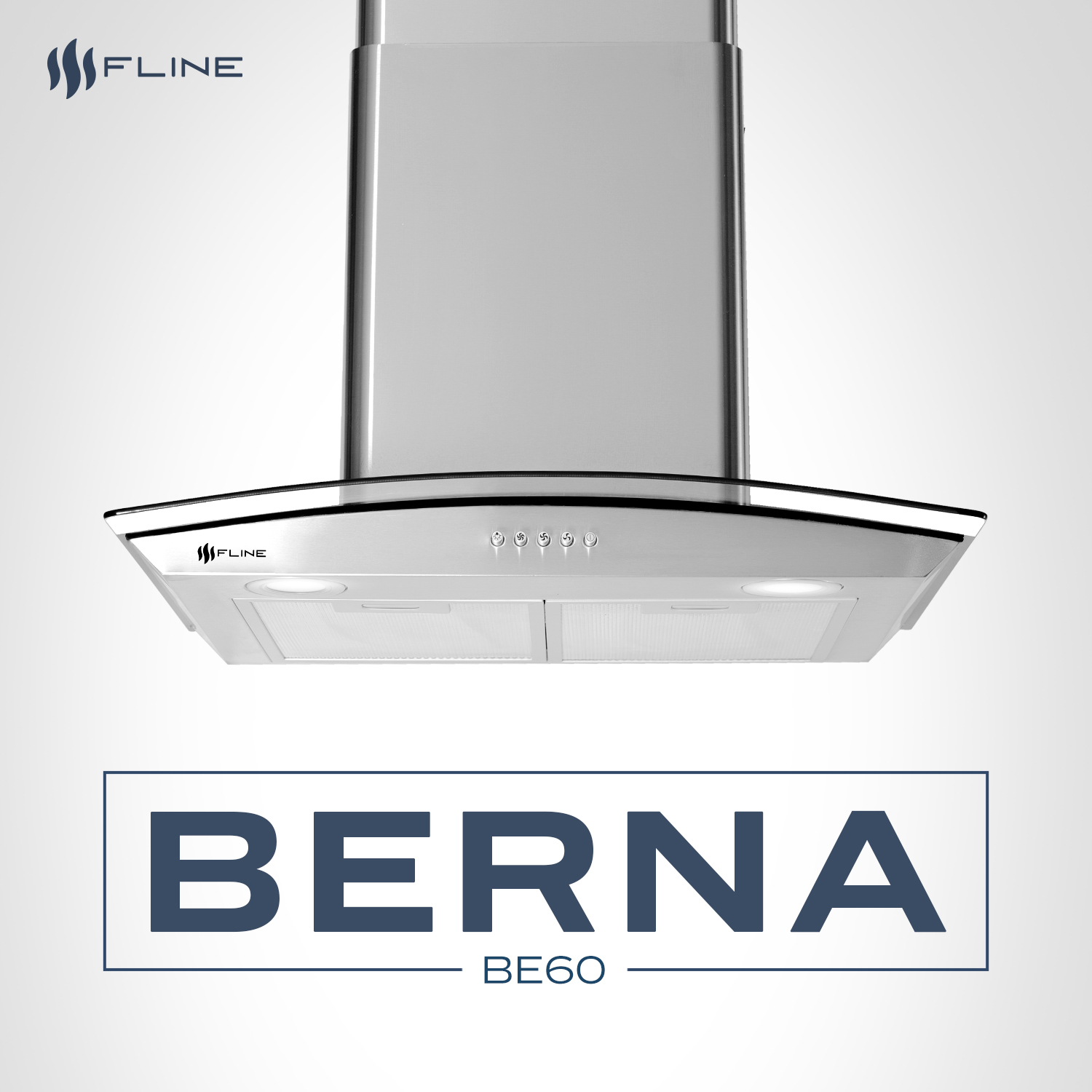 Foto 7 pulgar | Campana Extractora De Cocina 60 Cm De Pared Vidrio Curvo Acero Inoxidable  3 Velocidades Y Control De Boton Berna 60 F