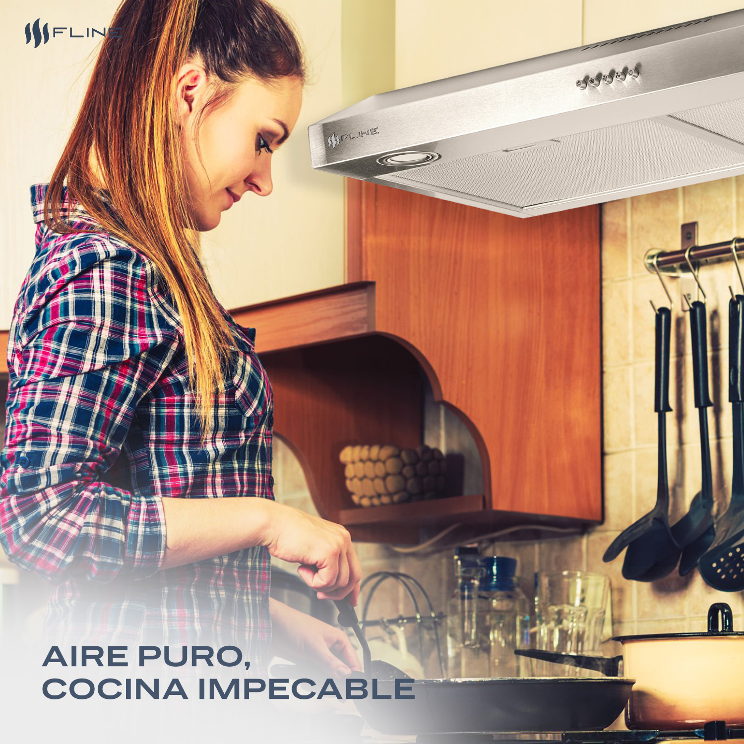 Foto 6 pulgar | Campana Extractora De Cocina Slim Acero Inoxidable 80 Cm | Bajo Gabiente | Tallin 80| Fline