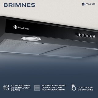 Foto 3 | Campana Extractora De Cocina Slim 60 Cm Negro Matte | Bajo Gabiente | Brimnes 60| Fline
