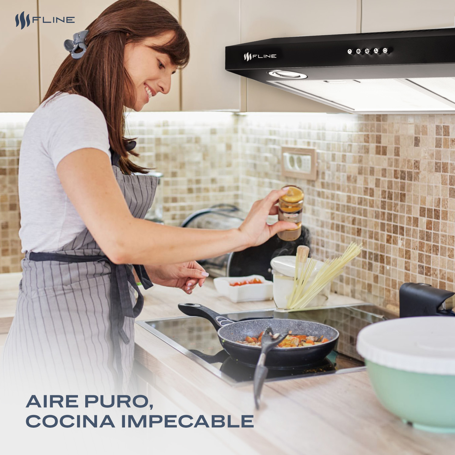 Foto 6 pulgar | Campana Extractora De Cocina Slim 60 Cm Negro Matte  | Bajo Gabiente | Brimnes 60| Fline
