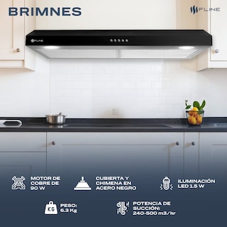 Foto 4 | Campana Extractora De Cocina Slim 80 Cm Negro Matte | Bajo Gabiente | Brimnes 80| Fline