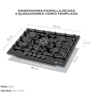 Foto 4 | Combo Parrilla de Gas y Campana Acero Inoxidable Fline Op5abr80 5 Quemadores