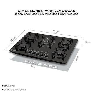 Foto 4 | Combo Parrilla de Gas y Campana Acero Inoxidable Fline Os5br80 5 Quemadores