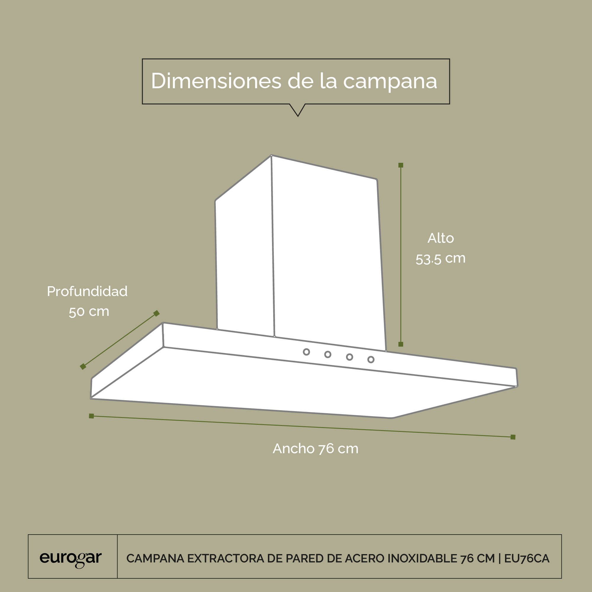 Foto 2 | Campana Extractora De Pared Acero Inoxidable 76 Cm