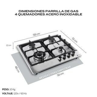 Foto 4 | Combo Parrilla de Gas y Campana Acero Inoxidable Fline 4 Quemadores