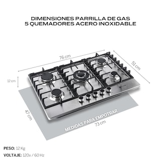 Foto 4 | Combo Parrilla de Gas y Campana Acero Inoxidable Fline Ma5ta80 5 Quemadores