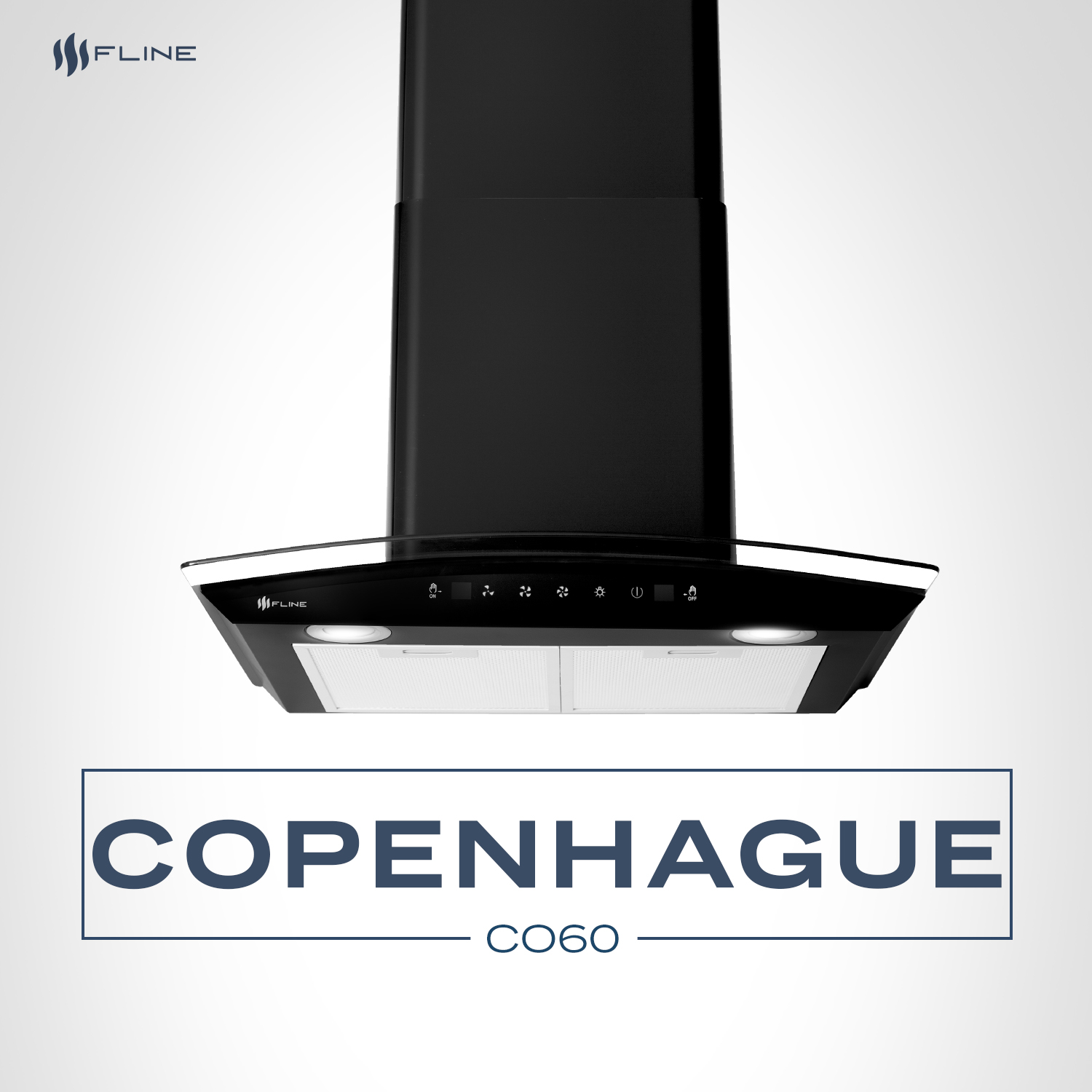 Foto 6 | Campana Extractora De Cocina De Pared 60 Cm Cristal Curvo Negra  | Controles Touch| Copenhague 60| Fline