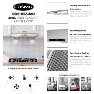 Foto 3 | Campana Extractora Cosmo Cos-ks6u30 Colección Haven 500 Cfm 30 Cm - Venta Internacional.
